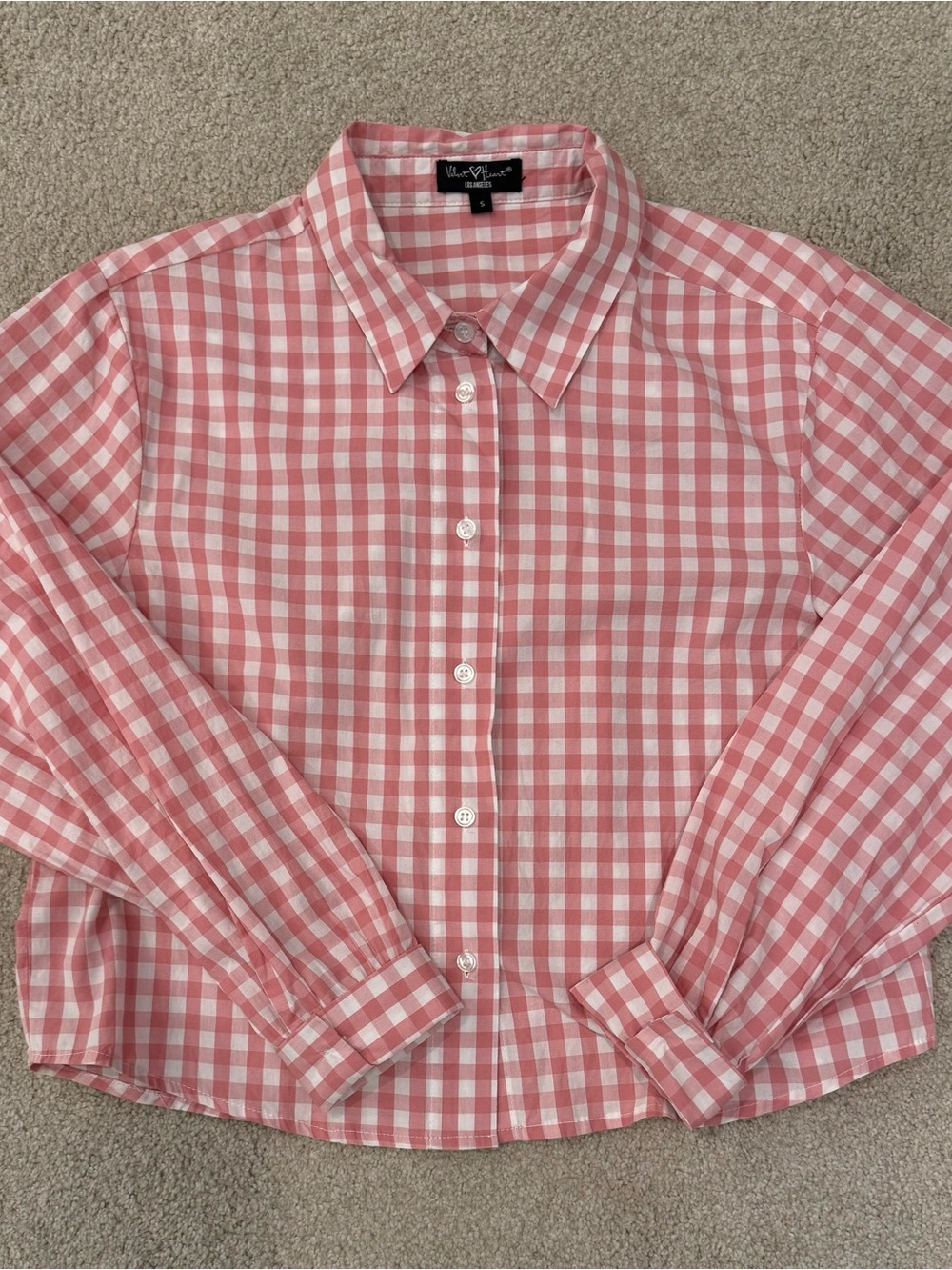 Velvet Heart Pink and White Gingham Button-Down Shirt